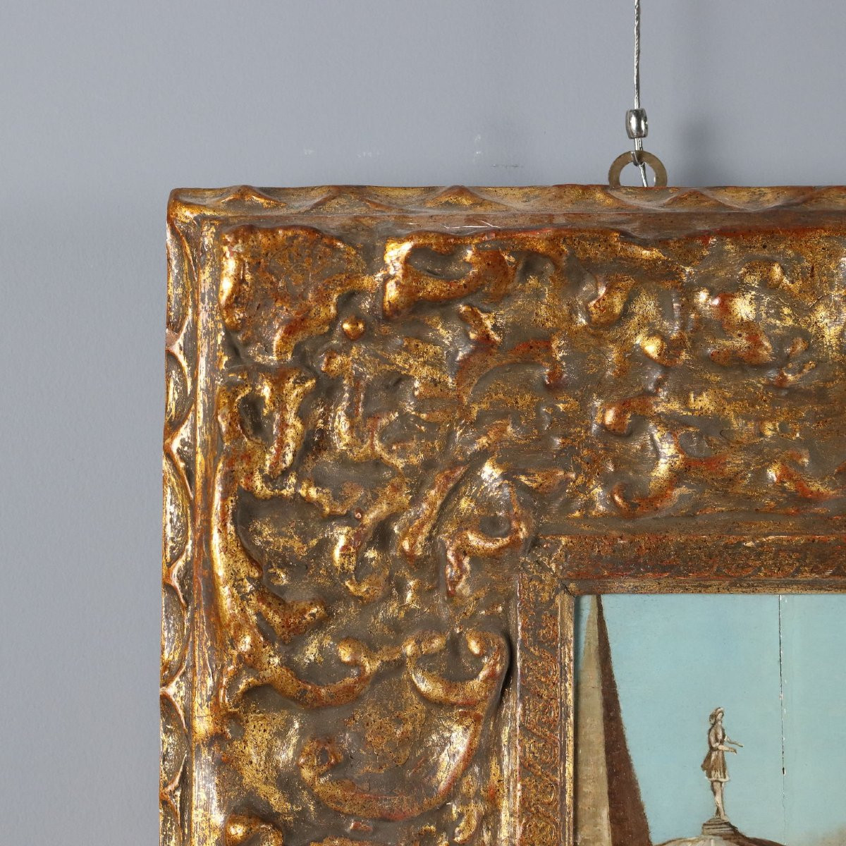 Tableau Ancien Orphée Enchante les Animaux Huile sur Bois '700-photo-6