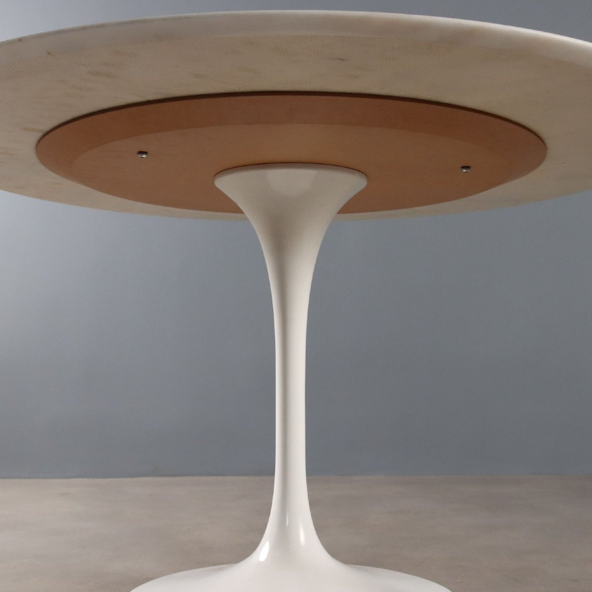 Table Vintage Style Tulip Aluminium Marbre Design Années 1980-photo-2