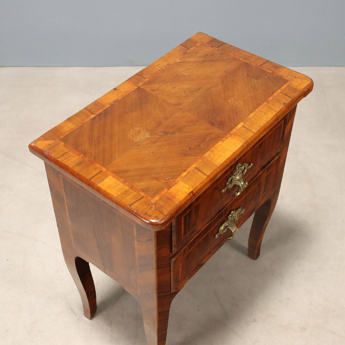 Table de Chevet Baroque Ancienne Noyer 2 Tiroris XVIIIe Siècle-photo-3