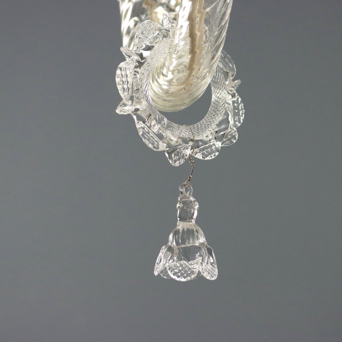 Late 19th-century Transparent Venetian Blown Glass Murano Chandelier-photo-1