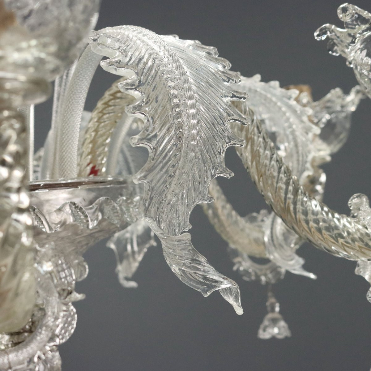 Late 19th-century Transparent Venetian Blown Glass Murano Chandelier-photo-2