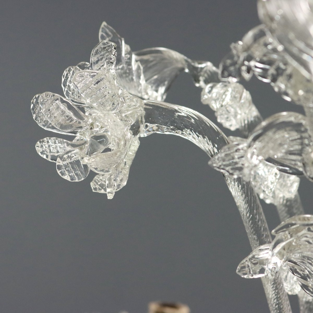 Late 19th-century Transparent Venetian Blown Glass Murano Chandelier-photo-4