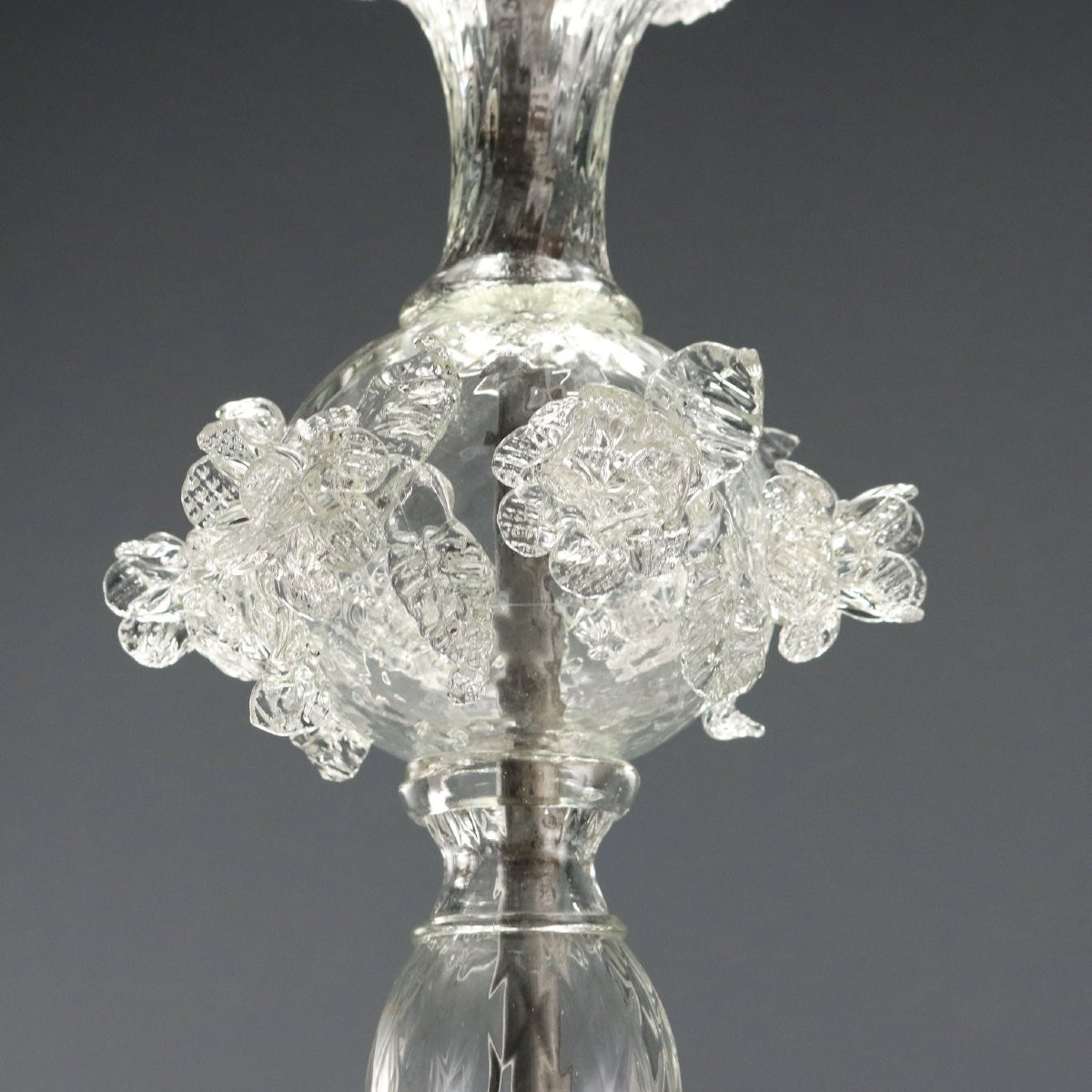 Late 19th-century Transparent Venetian Blown Glass Murano Chandelier-photo-6