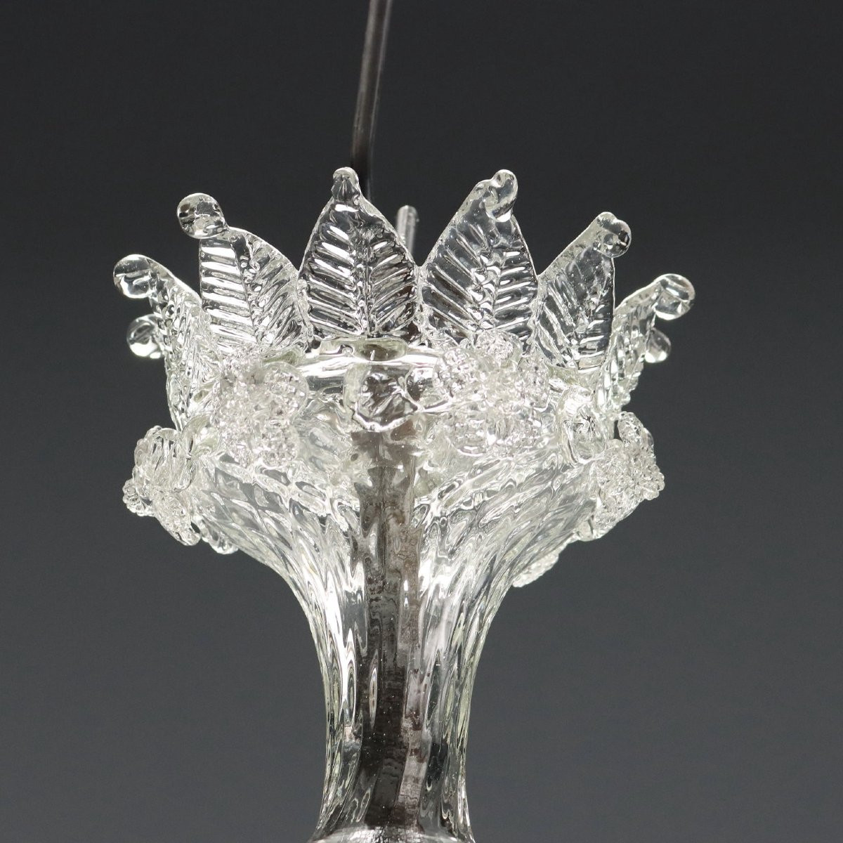Late 19th-century Transparent Venetian Blown Glass Murano Chandelier-photo-7