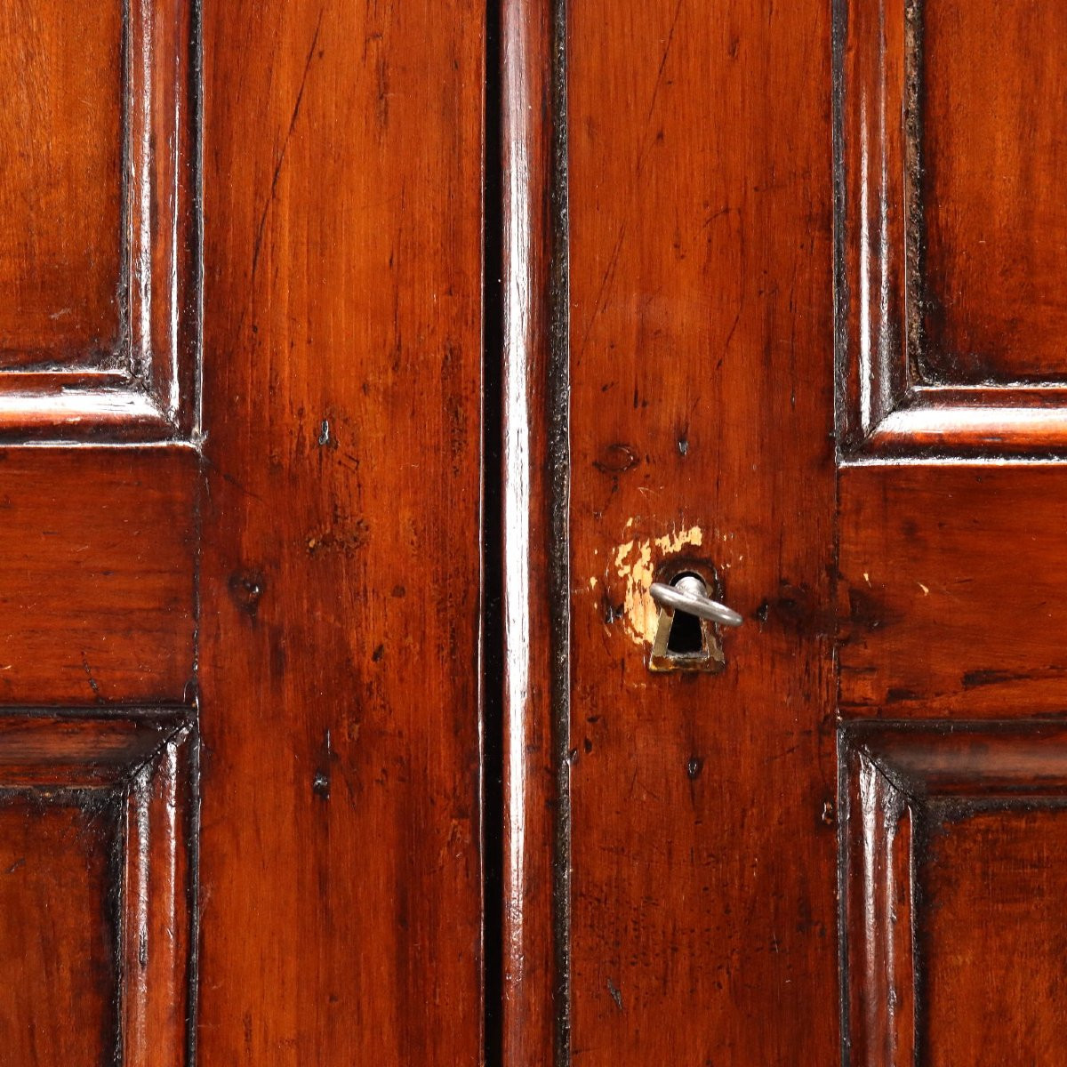 19th-century Two-part Wardrobe In Walnut-stained Poplar From Piedmont-photo-2