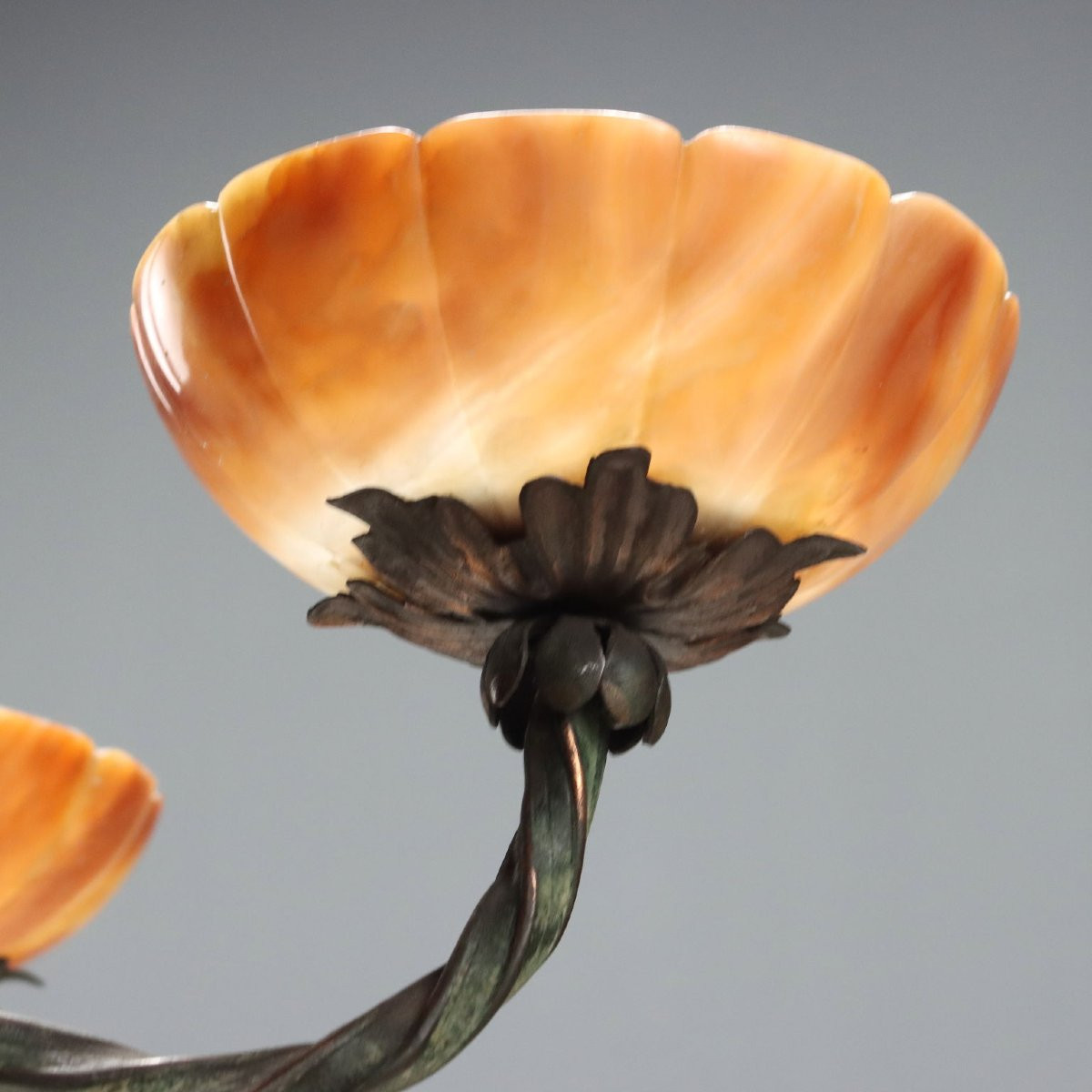 Art Nouveau Metal Chandelier, Burnished Finish, Italy, First Quarter Of The 20th Century-photo-2