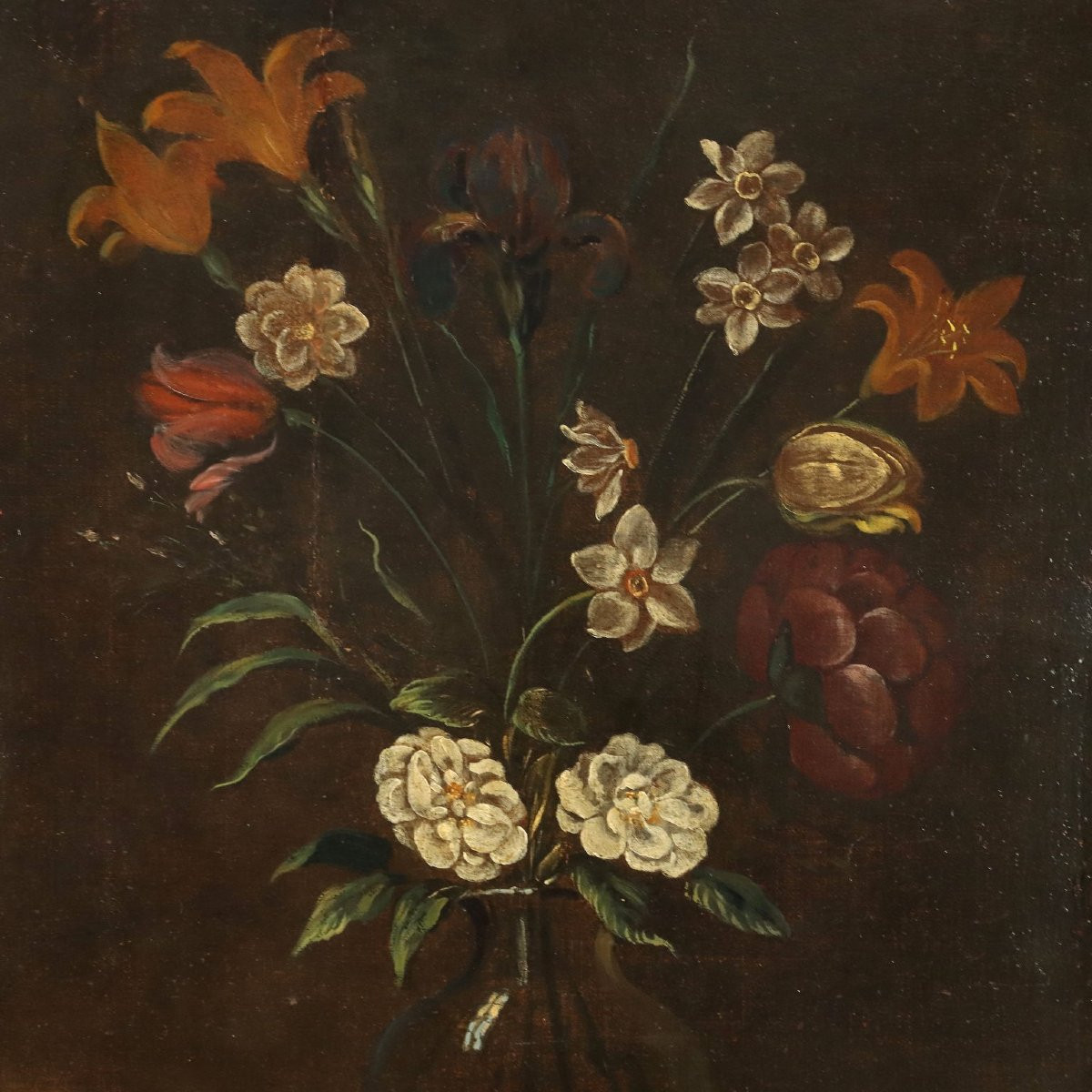 Antique Painting Still Life With Fruit Vegetables And Cat Oil On Canvas Italy XVII Century-photo-4