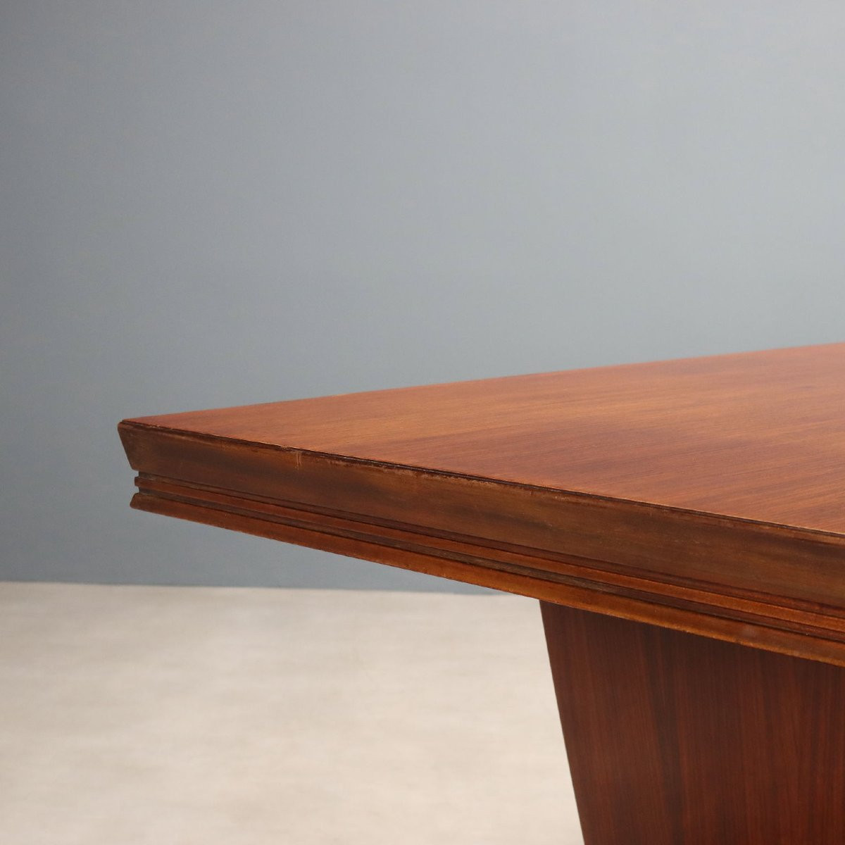 Grande Table Vintage Bois Laiton Design Italie Années 40-50-photo-3