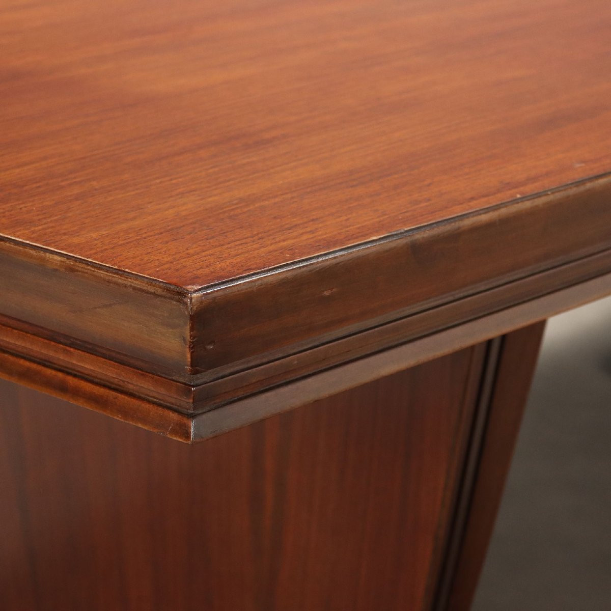 Grande Table Vintage Bois Laiton Design Italie Années 40-50-photo-4