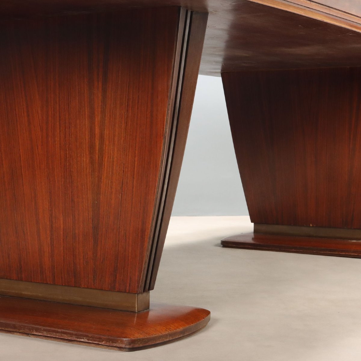 Grande Table Vintage Bois Laiton Design Italie Années 40-50-photo-3