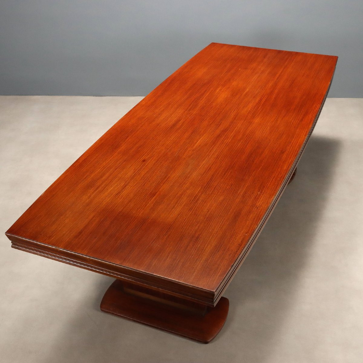 Grande Table Vintage Bois Laiton Design Italie Années 40-50-photo-8