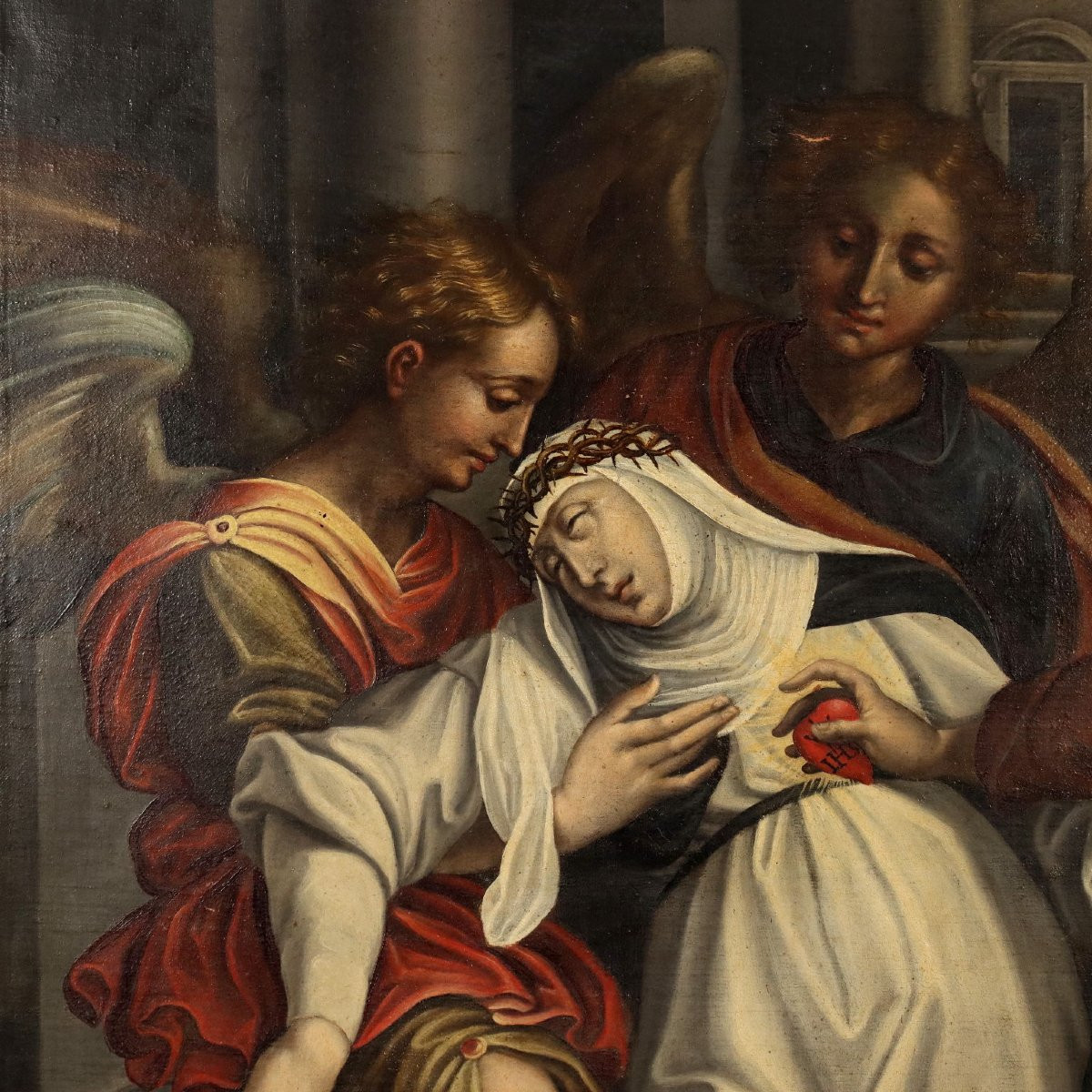 Antique Painting Ecstasy Of Saint Catherine Of Siena XVII Century-photo-4