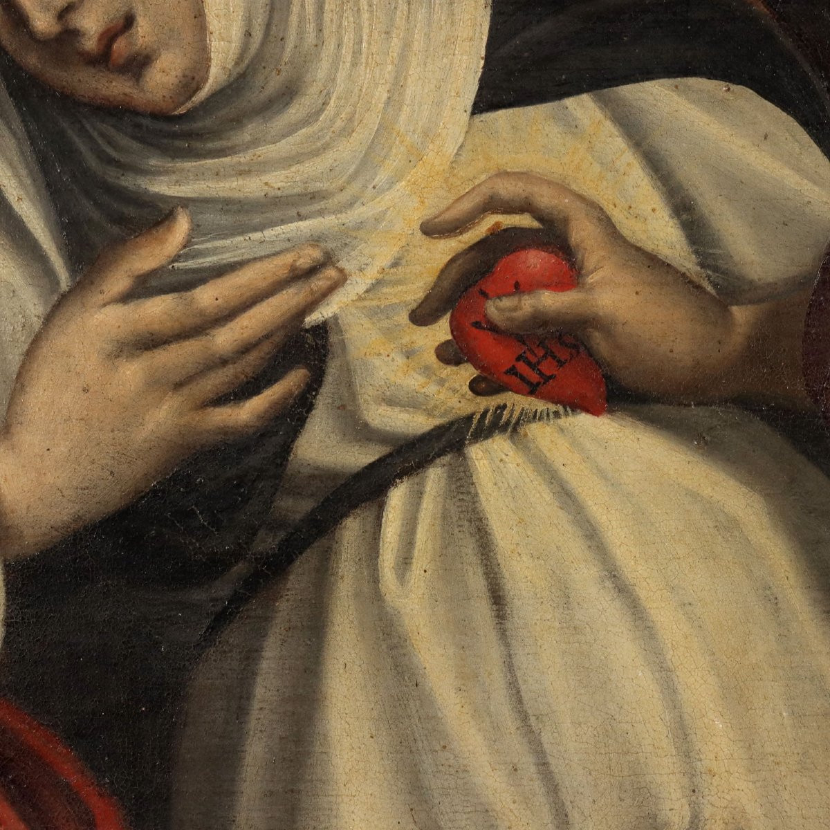 Antique Painting Ecstasy Of Saint Catherine Of Siena XVII Century-photo-2