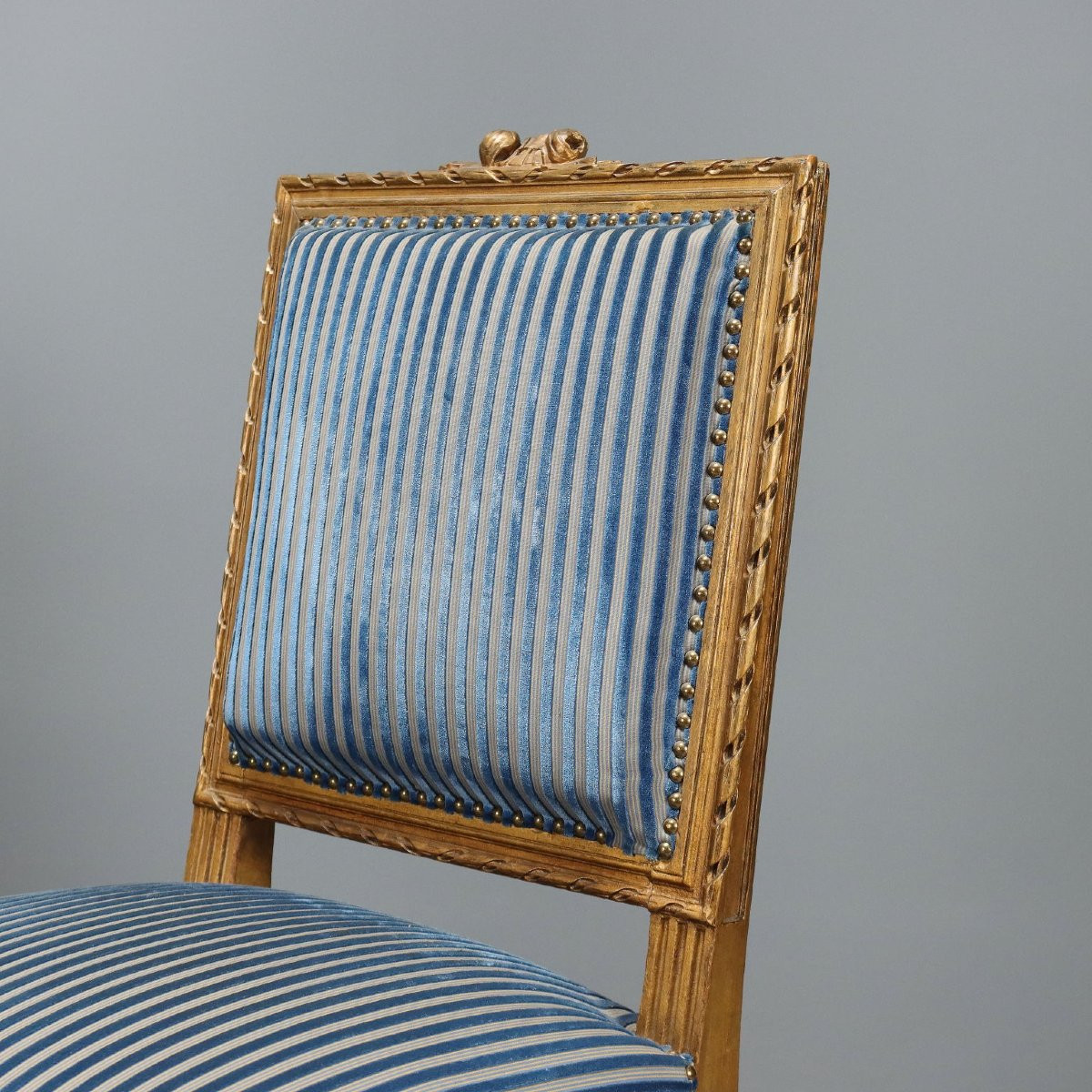 Pair Of Gilded Neoclassical Armchairs And Chairs, Italy, Late 19th Century-photo-4