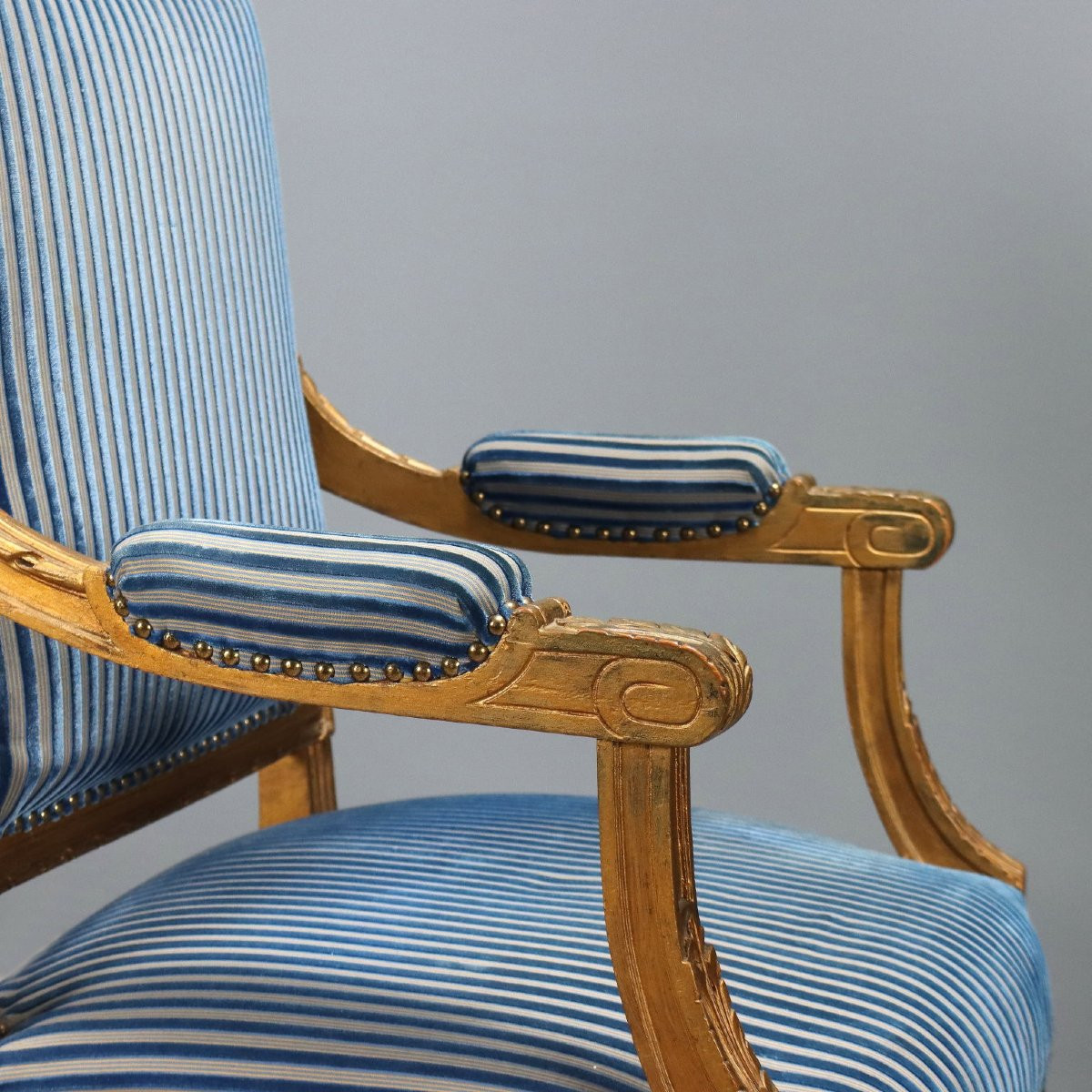 Pair Of Gilded Neoclassical Armchairs And Chairs, Italy, Late 19th Century-photo-1