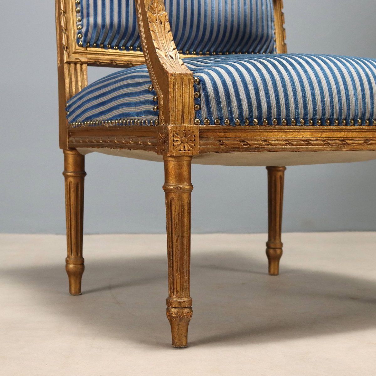 Pair Of Gilded Neoclassical Armchairs And Chairs, Italy, Late 19th Century-photo-3
