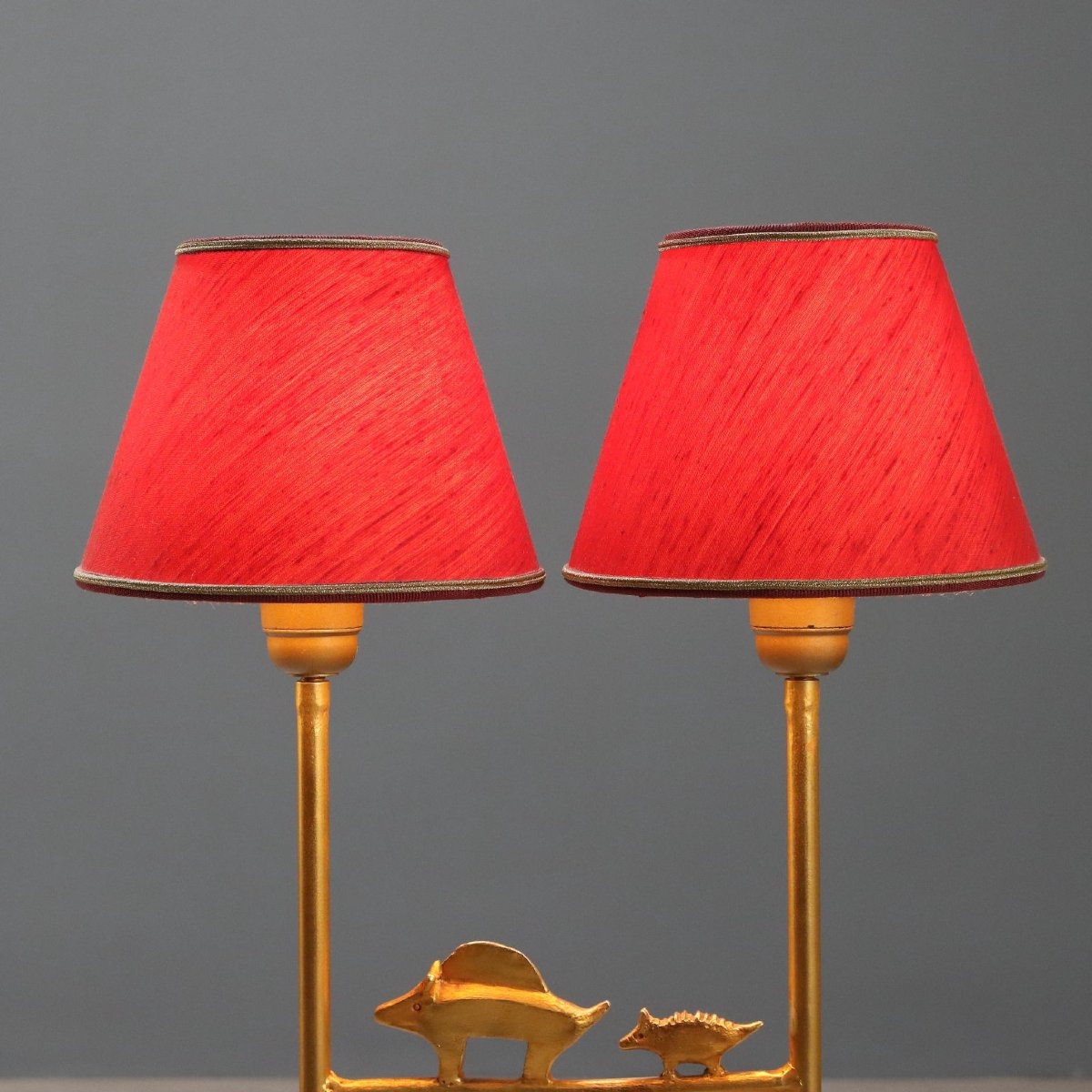 Vintage Gilded Bronze Sculpture Lamp By Pierre Casenove Fondica Production 1980s  -photo-3