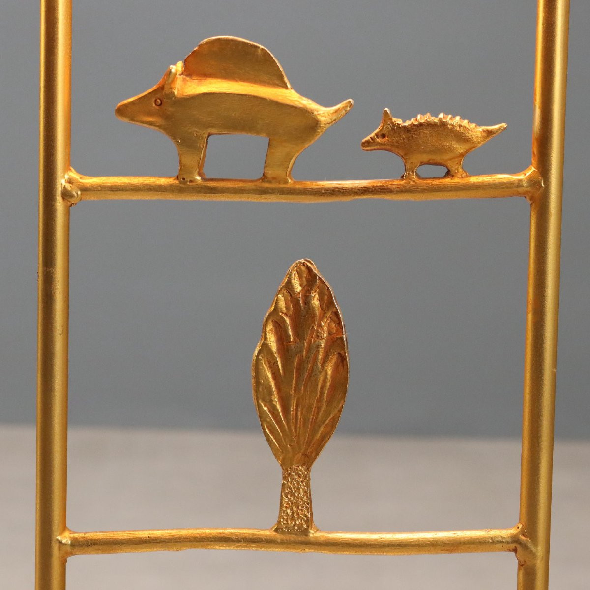 Vintage Gilded Bronze Sculpture Lamp By Pierre Casenove Fondica Production 1980s  -photo-4