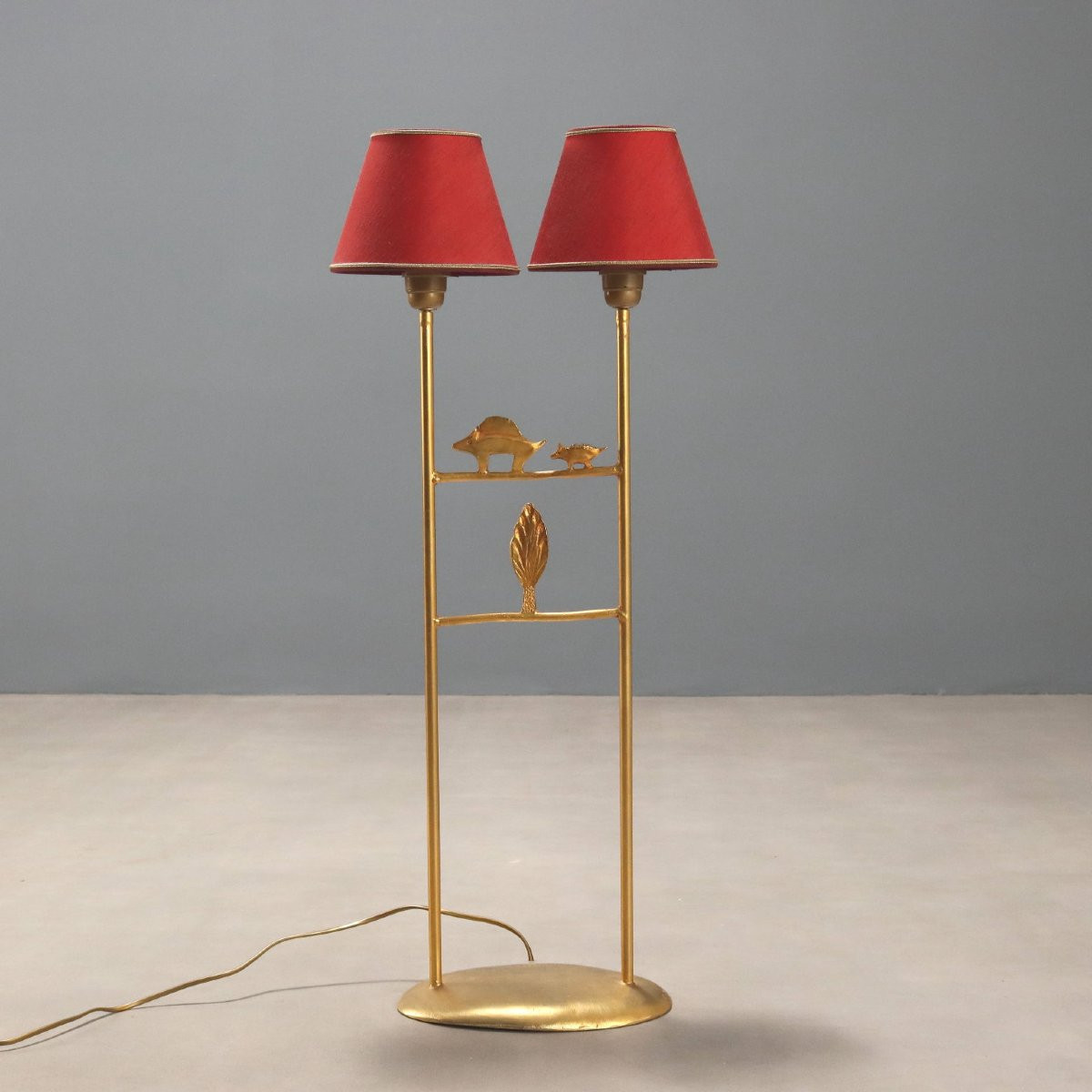 Vintage Gilded Bronze Sculpture Lamp By Pierre Casenove Fondica Production 1980s  -photo-1