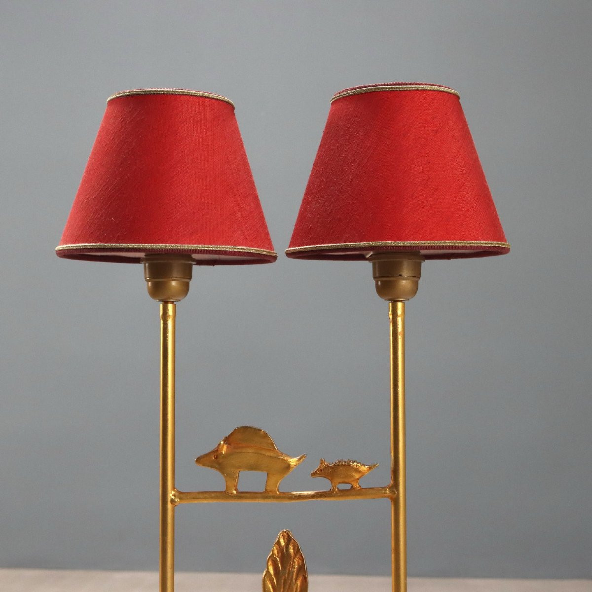 Vintage Gilded Bronze Sculpture Lamp By Pierre Casenove Fondica Production 1980s  -photo-2