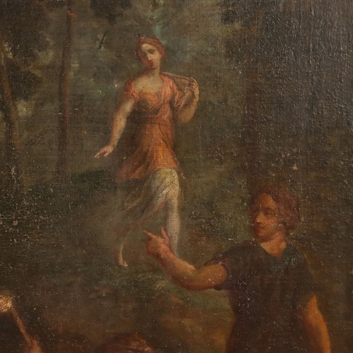 Tableau Ancien Les nymphes Brûlant le Navire de Télémaque XVIII Siècle-photo-2