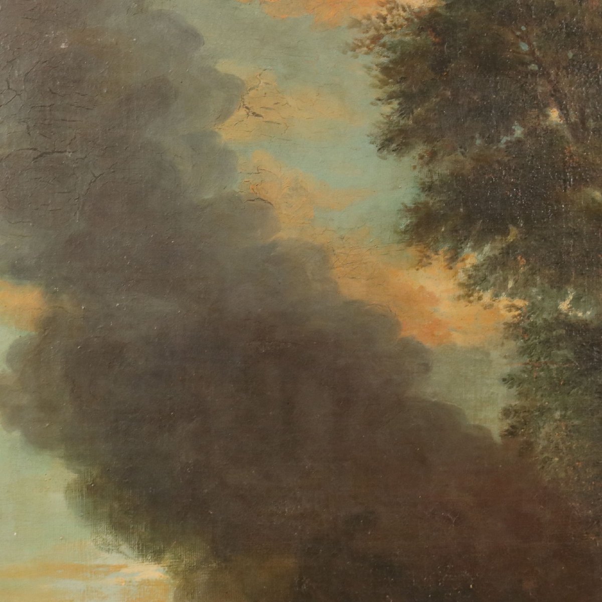 Tableau Ancien Les nymphes Brûlant le Navire de Télémaque XVIII Siècle-photo-4