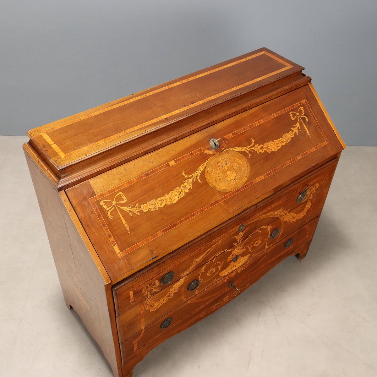 Walnut Chest Of Drawers With Maple Inlays, Piacenza, Mid-18th Century-photo-6