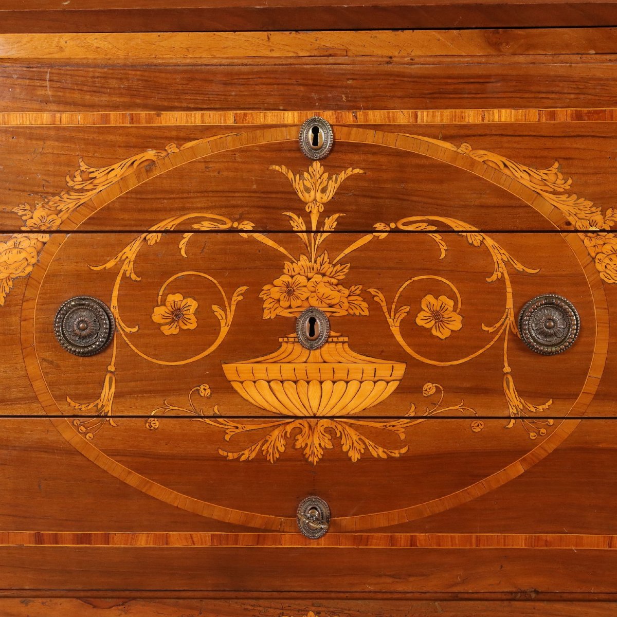 Walnut Chest Of Drawers With Maple Inlays, Piacenza, Mid-18th Century-photo-7