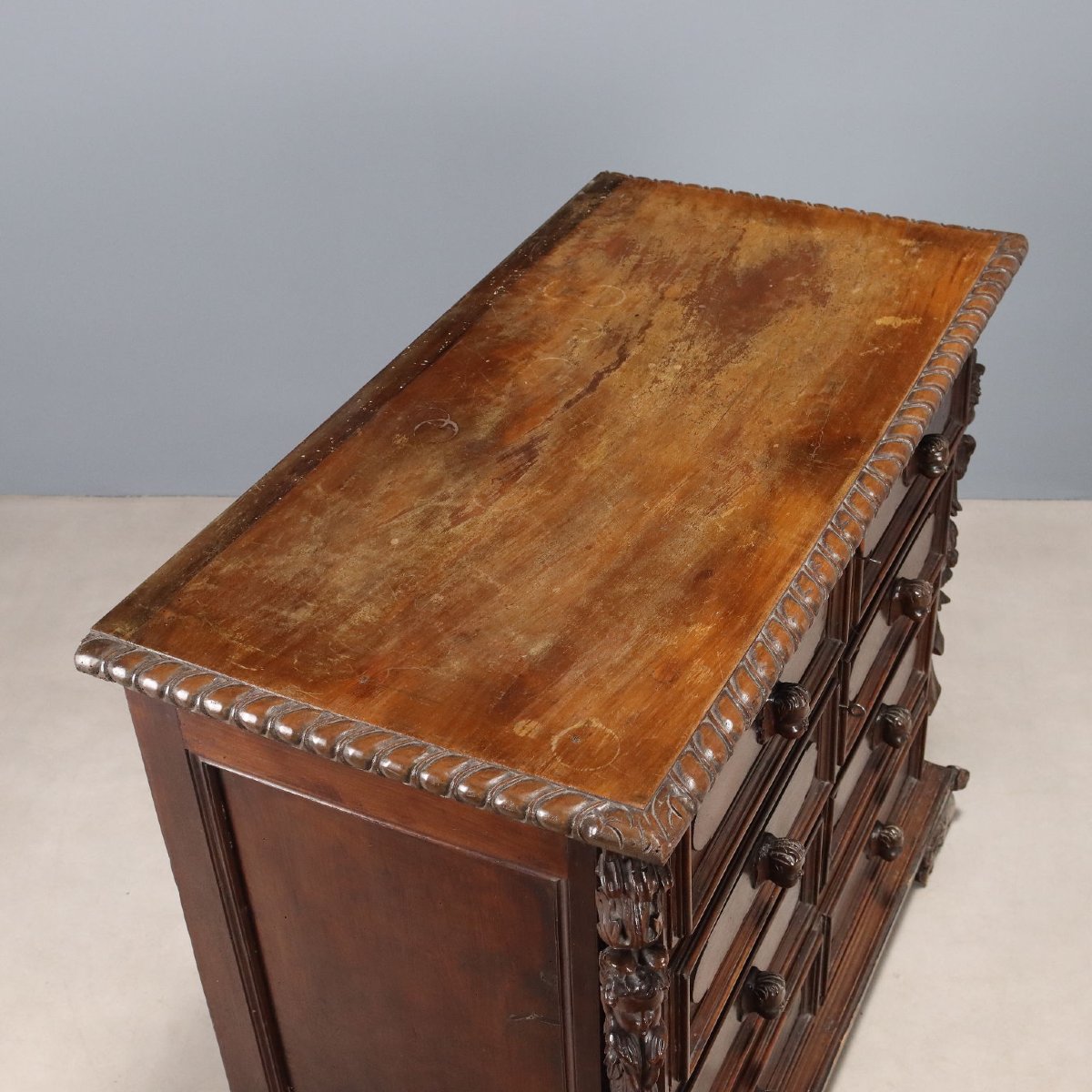 Early 18th-century Baroque Chest Of Drawers In Walnut And Poplar, Genoa-photo-2