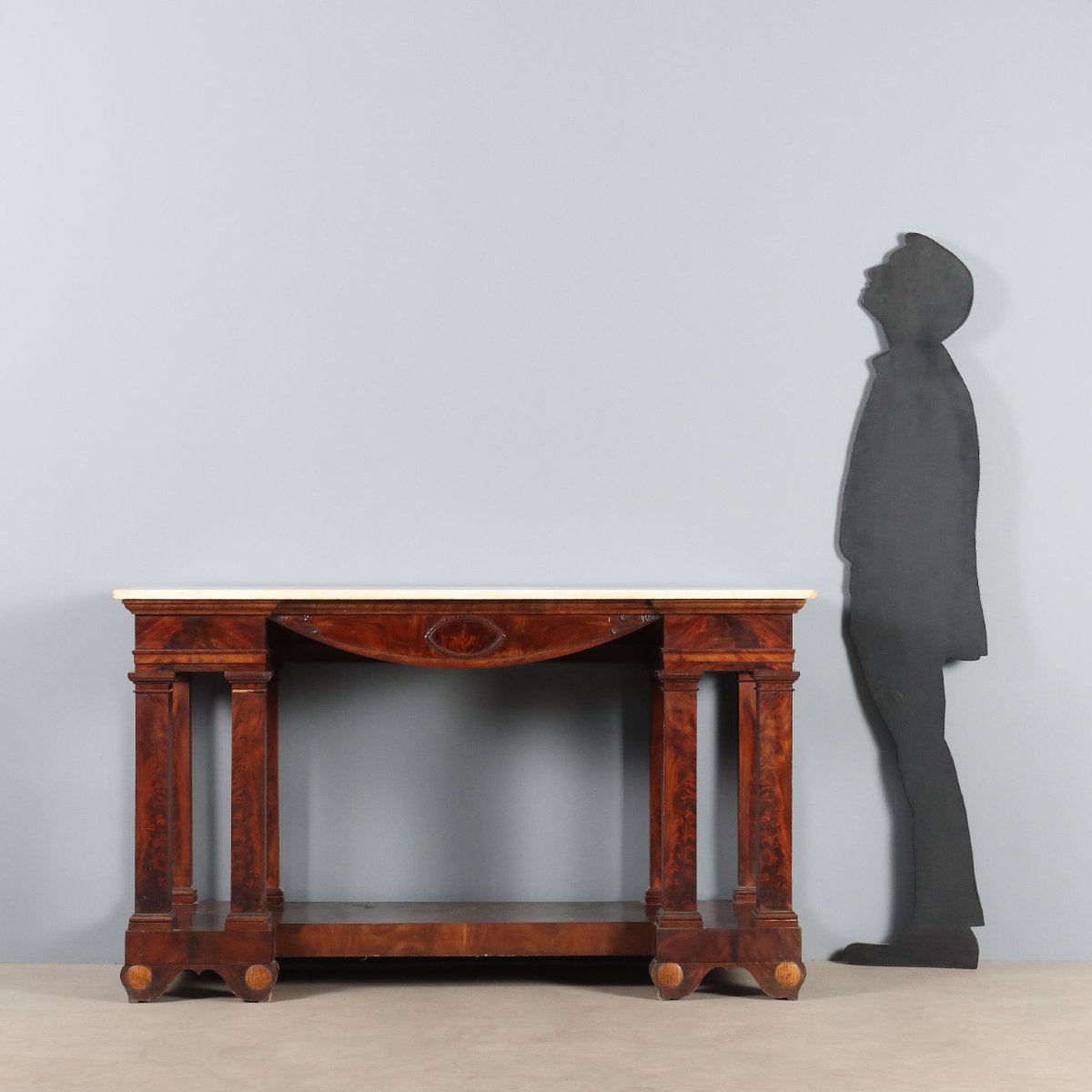 Console Empire Ancien Acajou Marbre Blanc France XIXe Siècle-photo-2