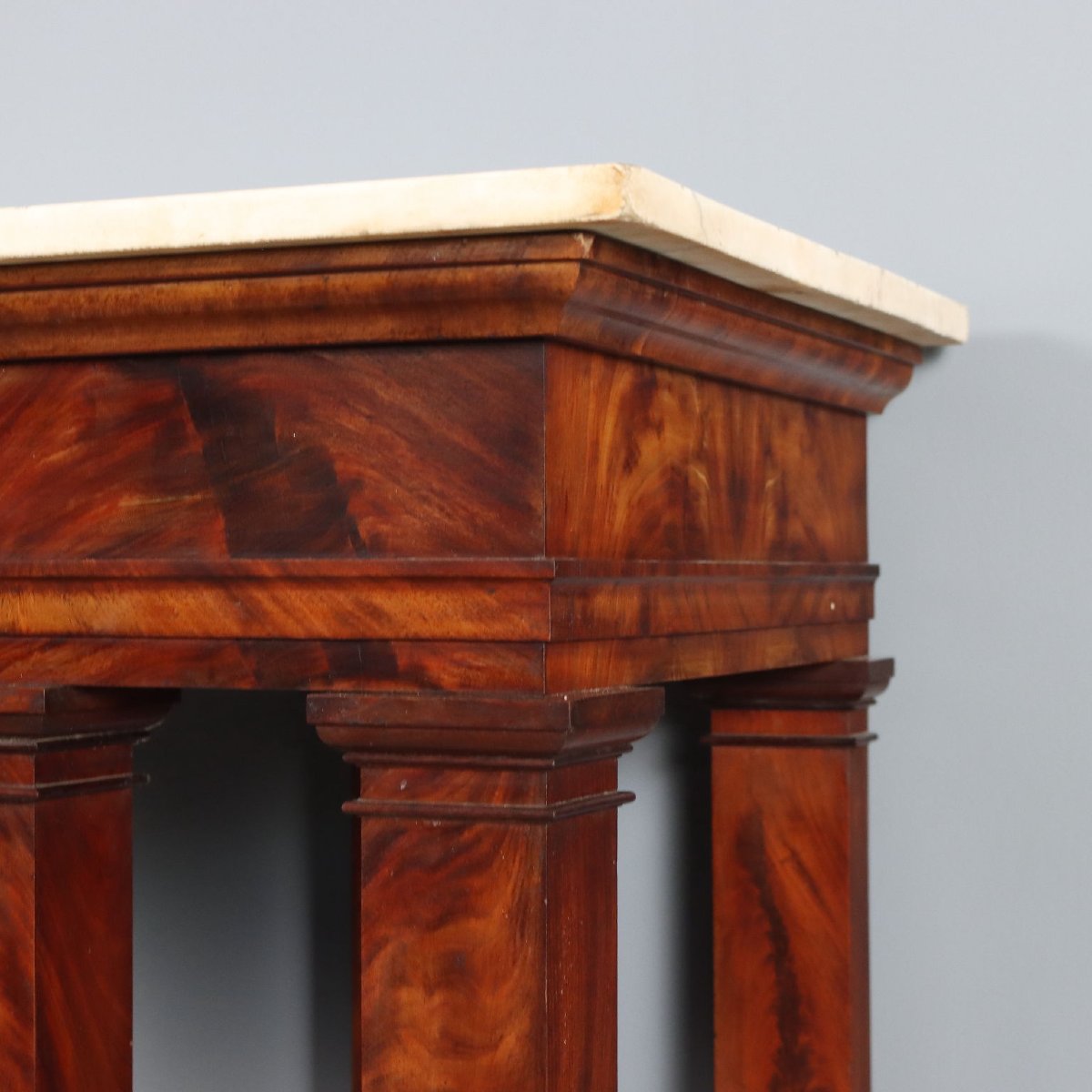Console Empire Ancien Acajou Marbre Blanc France XIXe Siècle-photo-3