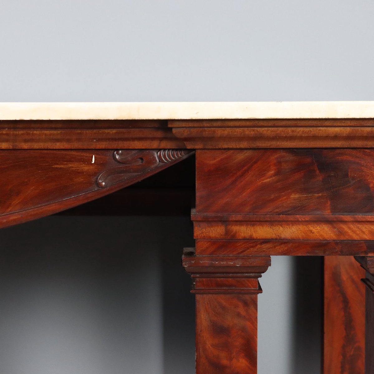 Console Empire Ancien Acajou Marbre Blanc France XIXe Siècle-photo-3