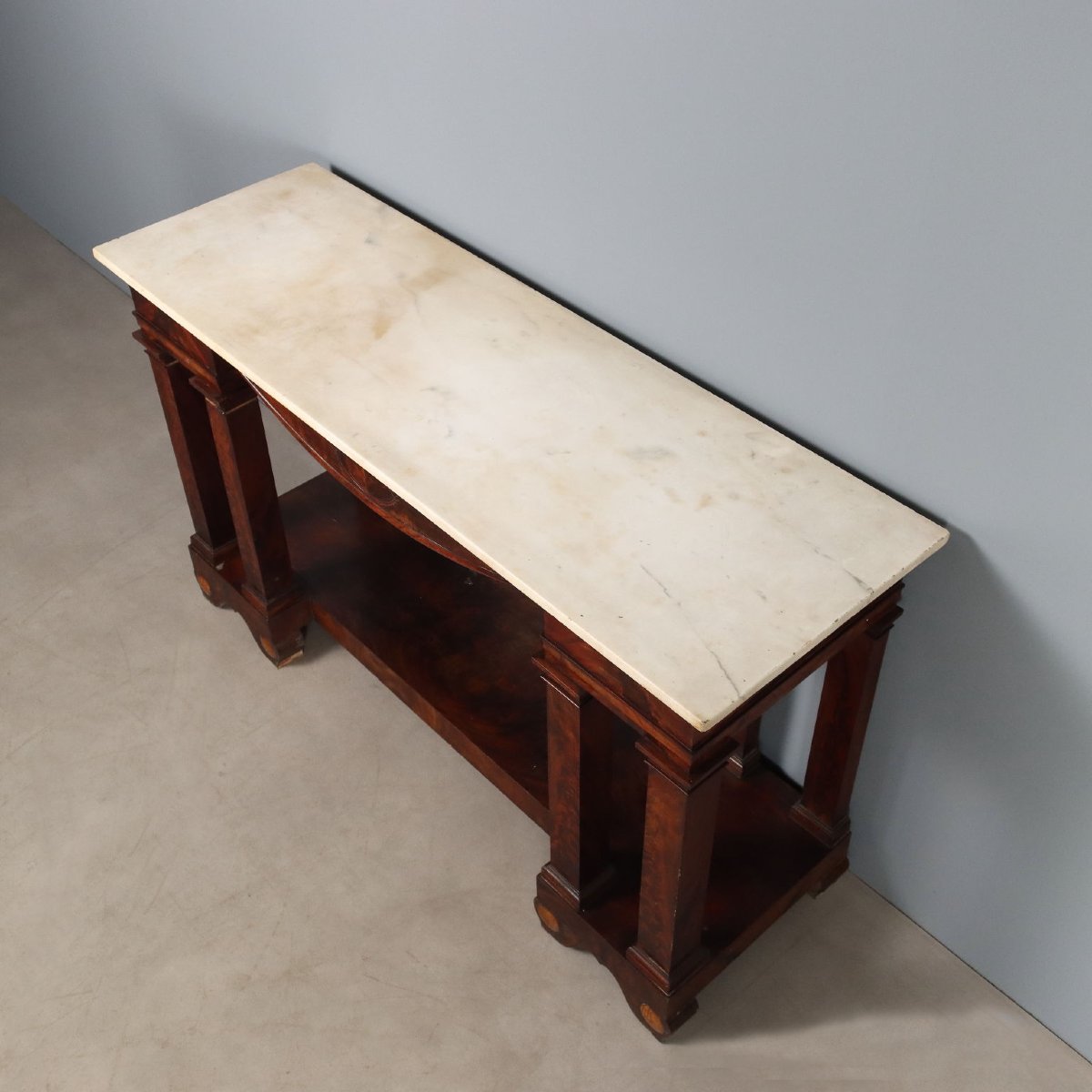 Console Empire Ancien Acajou Marbre Blanc France XIXe Siècle-photo-4