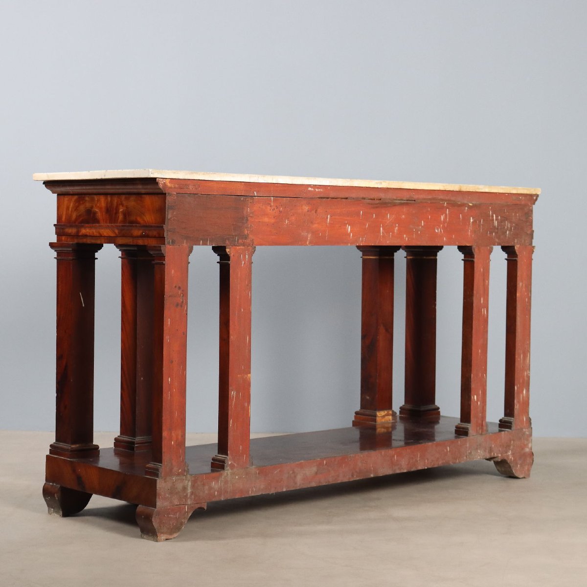 Console Empire Ancien Acajou Marbre Blanc France XIXe Siècle-photo-6