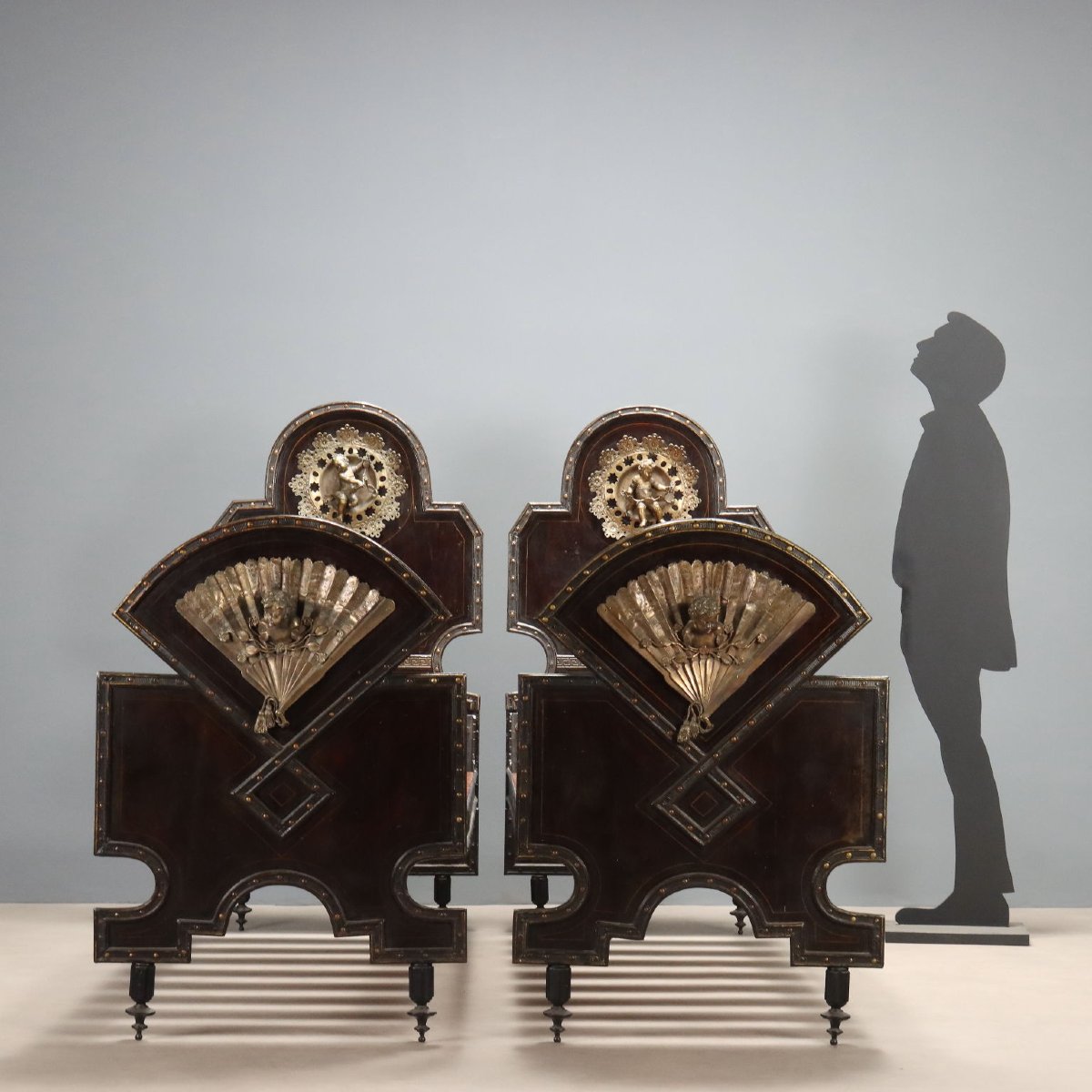 Pair Of Single Beds In Iron And Sheet Metal, Italy, Late 19th Century-photo-2