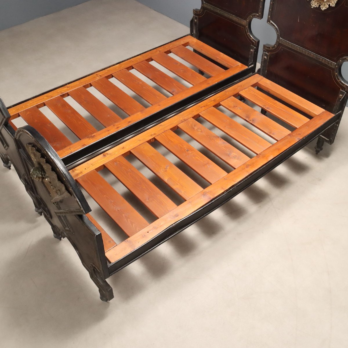 Pair Of Single Beds In Iron And Sheet Metal, Italy, Late 19th Century-photo-8