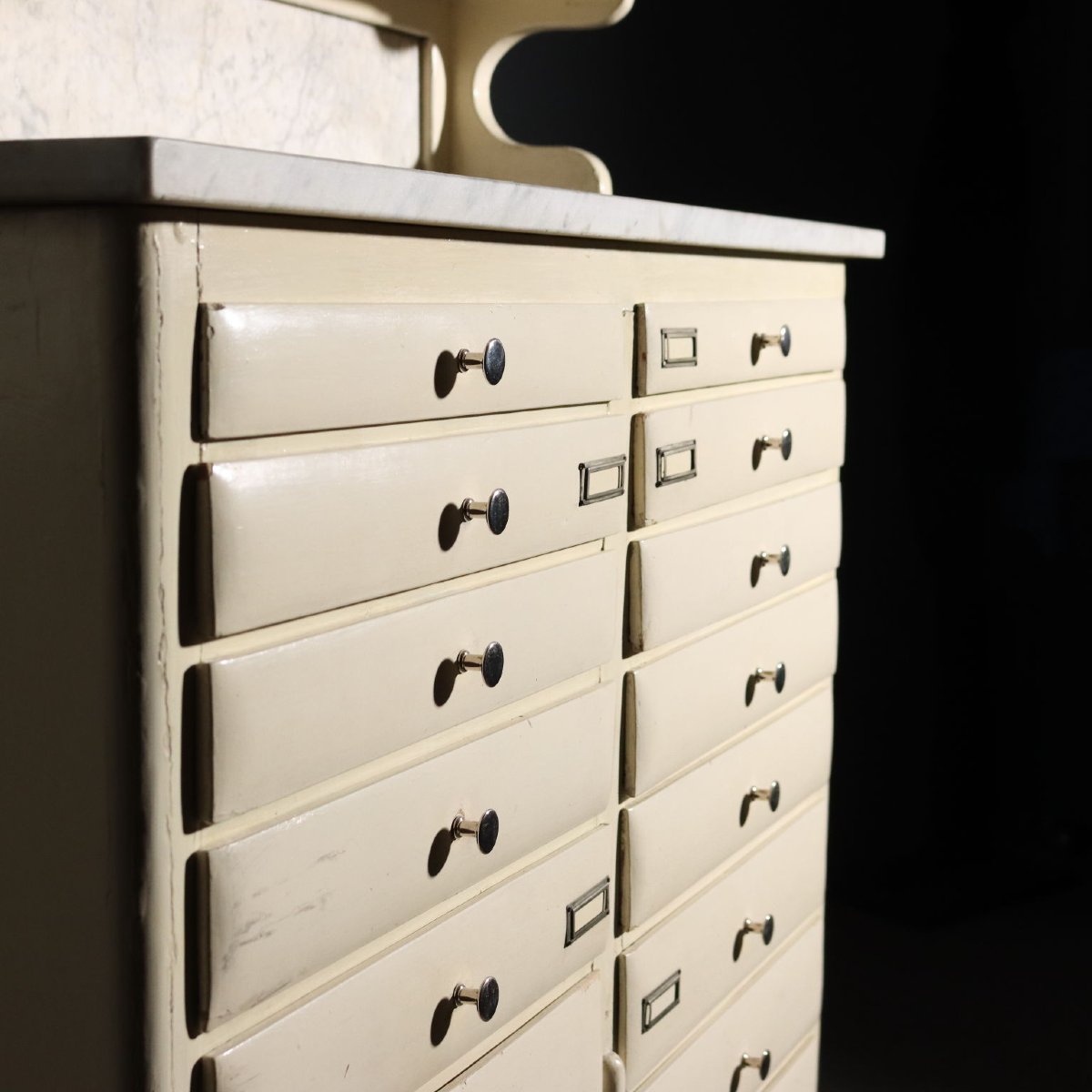 Meuble de Laboratoire Vintage Bois Marbre Design Années 50-photo-3