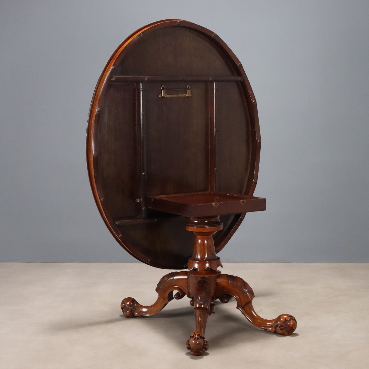 Table Ancienne Acajou Plateau Oval Bruyère Royaume-Uni Angleterre, XIXe Siècle-photo-5