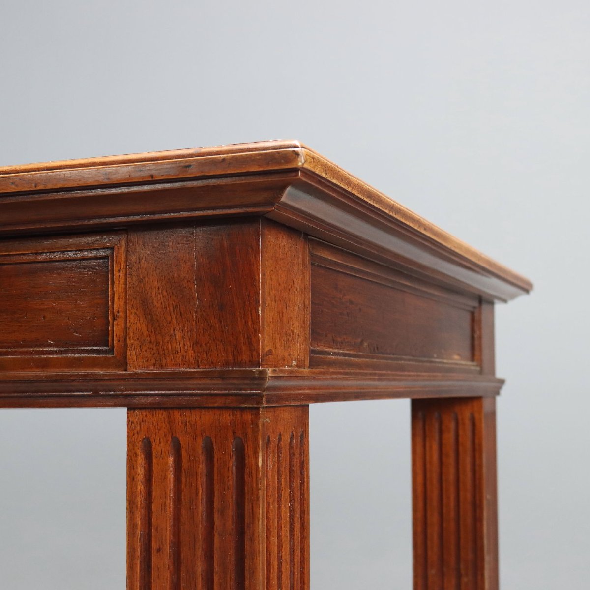 Bureau Ancien Noyer avec Tiroirs Cuir Marron Italie XIXe Siècle-photo-4