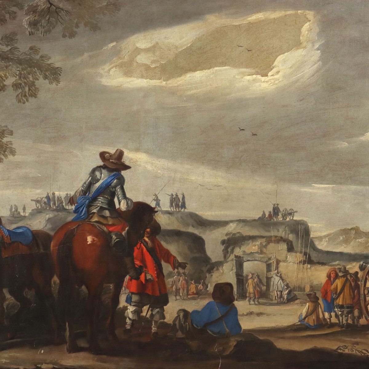 Tableau Ancien Sujét Historique Huile sur Toile XVIIIe Siècle-photo-3