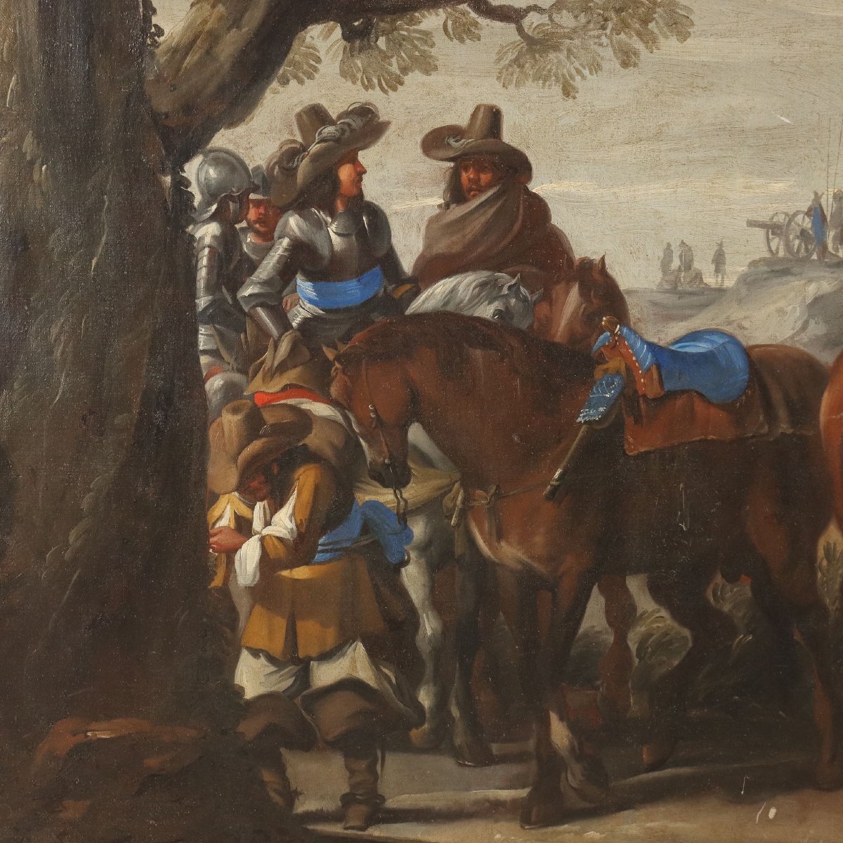 Tableau Ancien Sujét Historique Huile sur Toile XVIIIe Siècle-photo-4