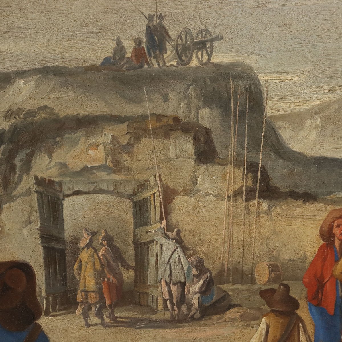 Tableau Ancien Sujét Historique Huile sur Toile XVIIIe Siècle-photo-2