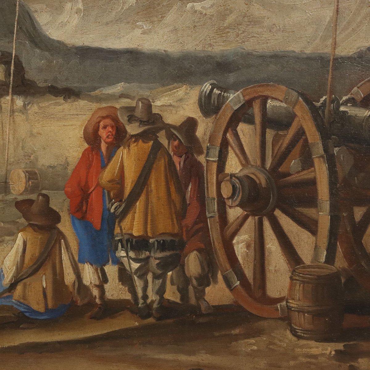 Tableau Ancien Sujét Historique Huile sur Toile XVIIIe Siècle-photo-3