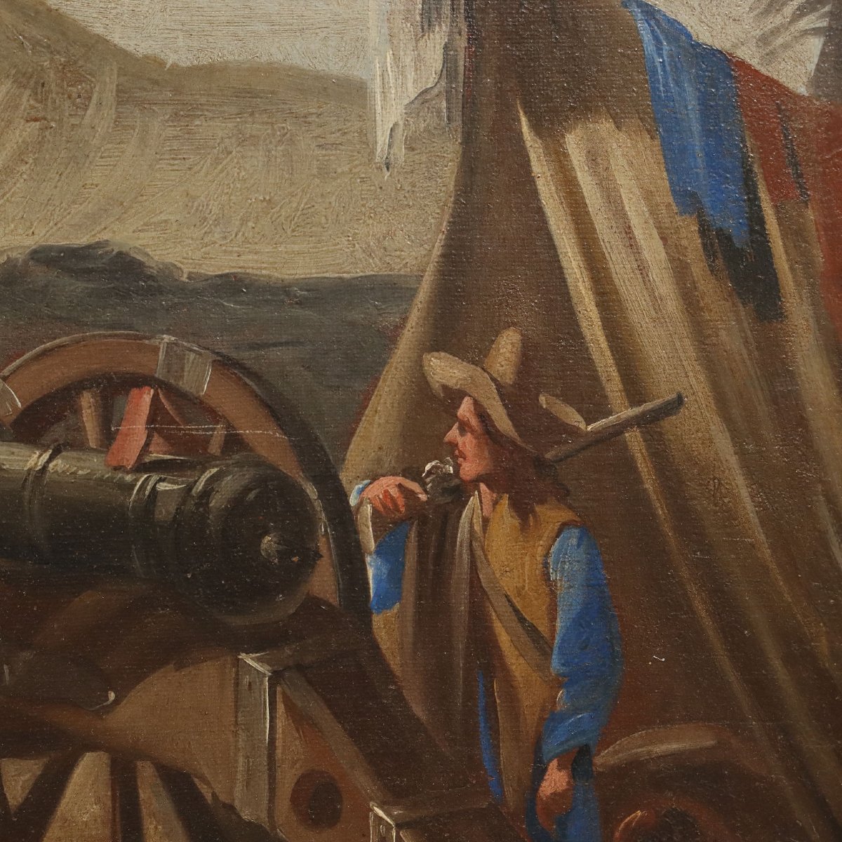 Tableau Ancien Sujét Historique Huile sur Toile XVIIIe Siècle-photo-4