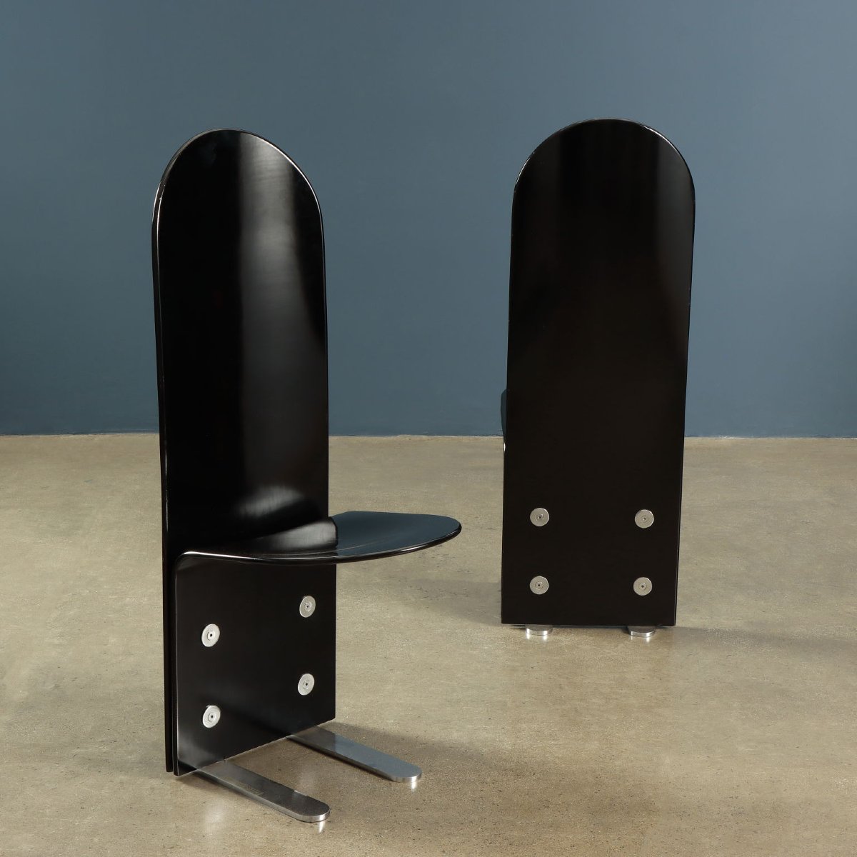 Chaises Arrmet 'Pellicano' Vintage Design de Luigi Saccardo Acier Bois-photo-2