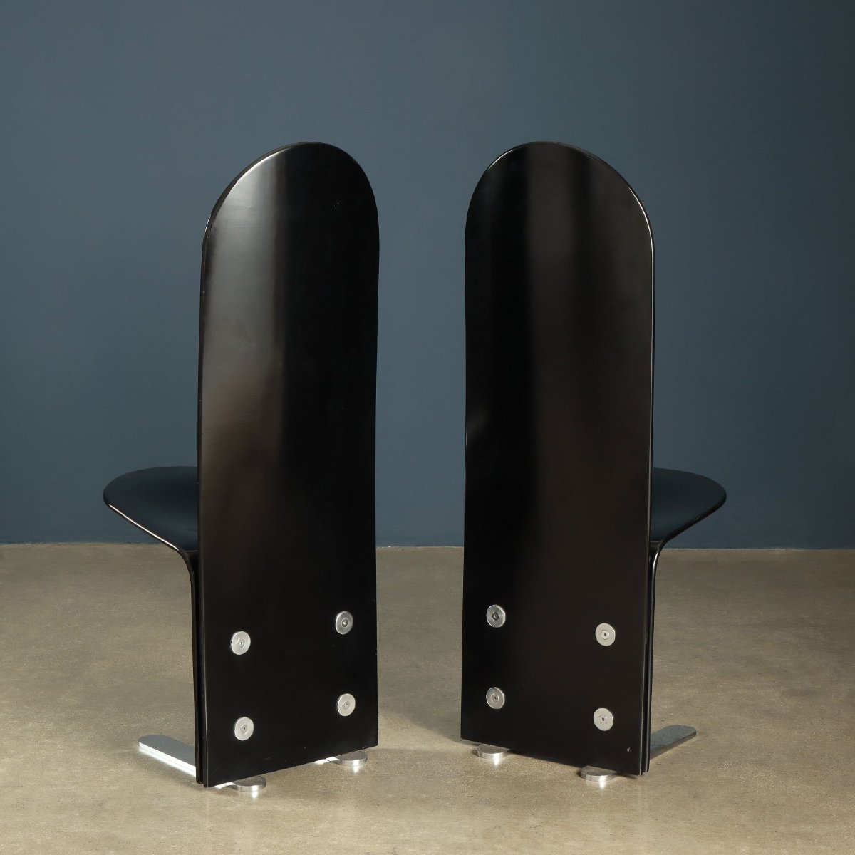 Chaises Arrmet 'Pellicano' Vintage Design de Luigi Saccardo Acier Bois-photo-3