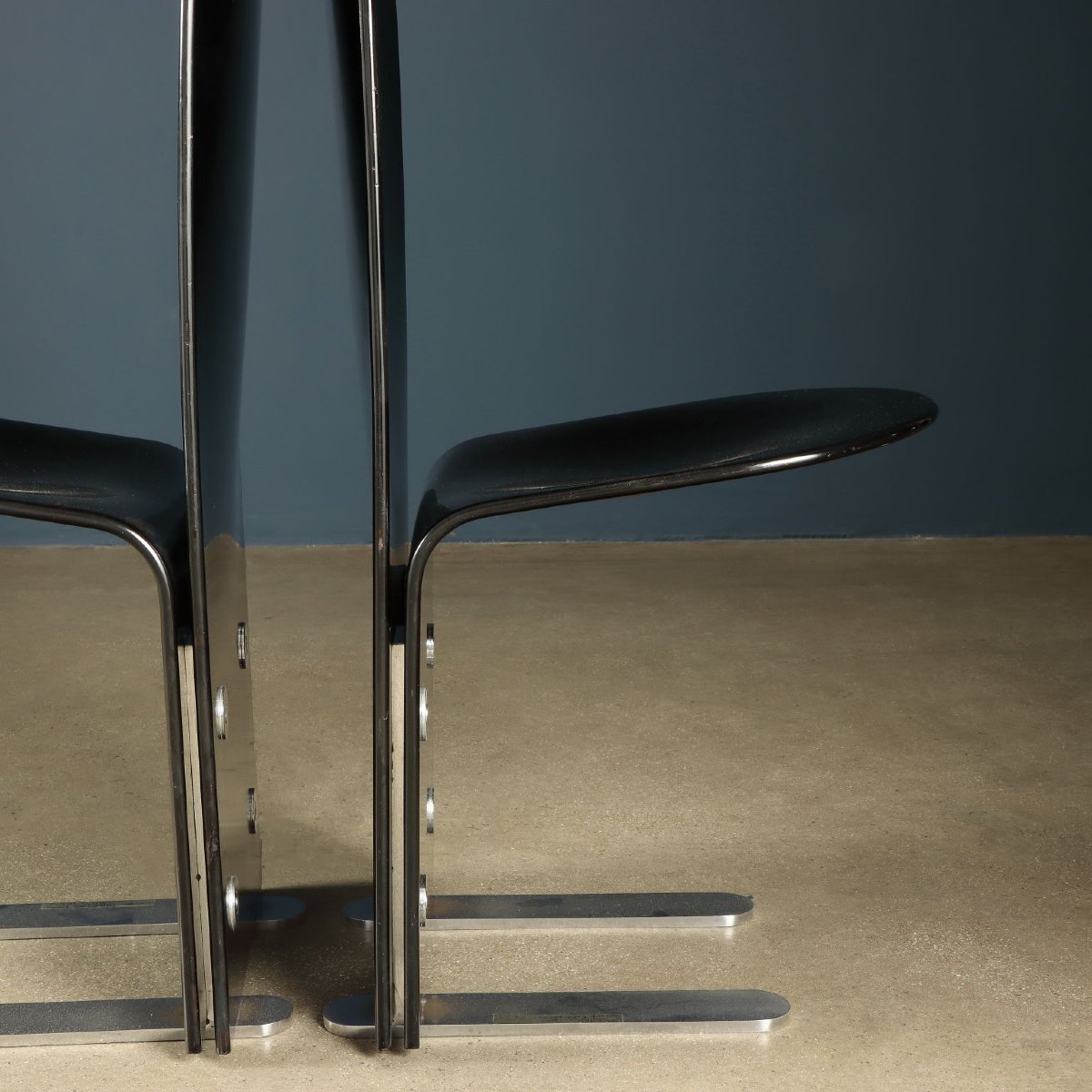 Chaises Arrmet 'Pellicano' Vintage Design de Luigi Saccardo Acier Bois-photo-2