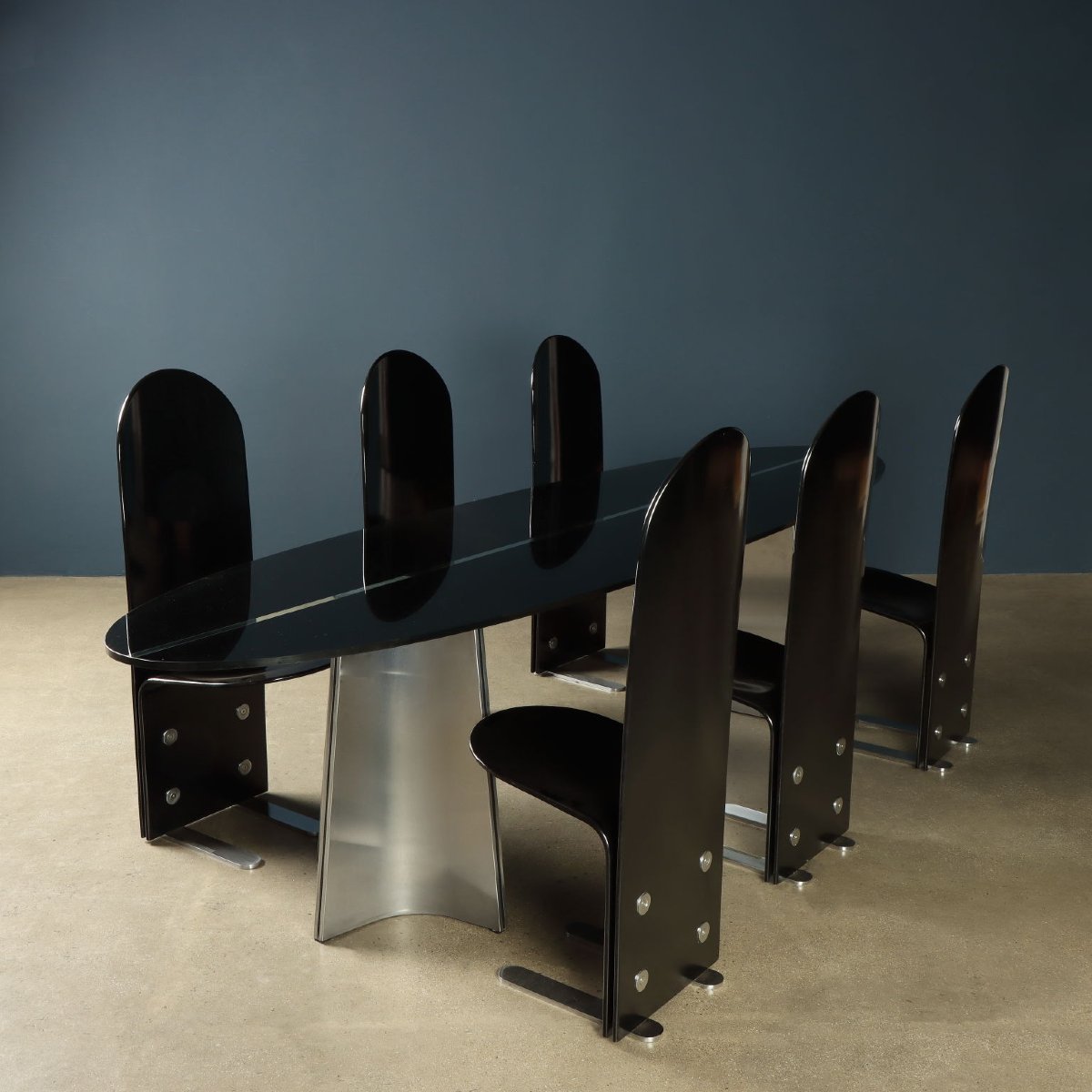 Chaises Arrmet 'Pellicano' Vintage Design de Luigi Saccardo Acier Bois-photo-4