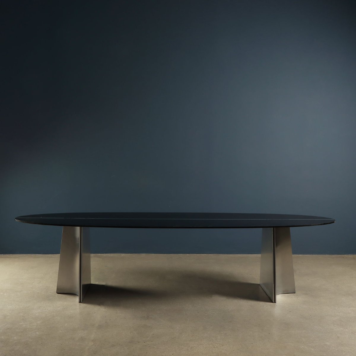 Table Arrmet 'Ufo' Vintage Design Luigi Saccardo Acier Cristal-photo-2