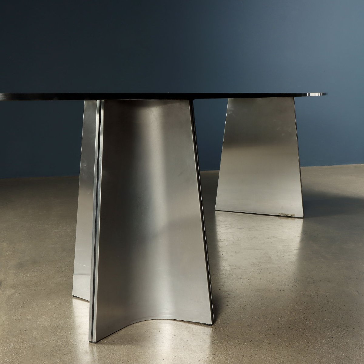 Table Arrmet 'Ufo' Vintage Design Luigi Saccardo Acier Cristal-photo-3